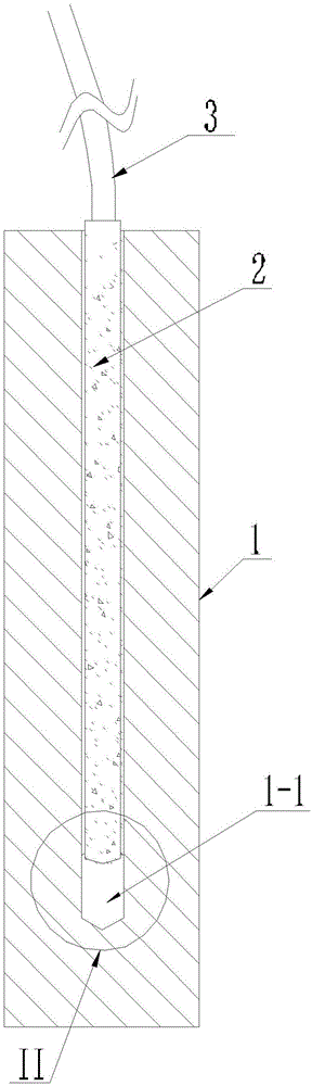 Glue injection device of temperature detection blind hole