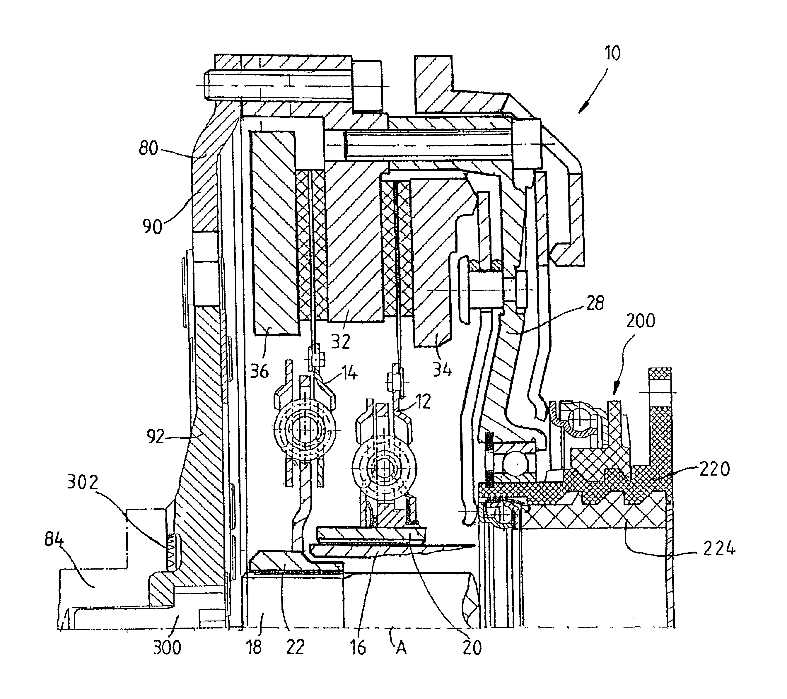 Clutch device connected centrally on the input side to a rotating shaft or rotating component in a motor vehicle drive train