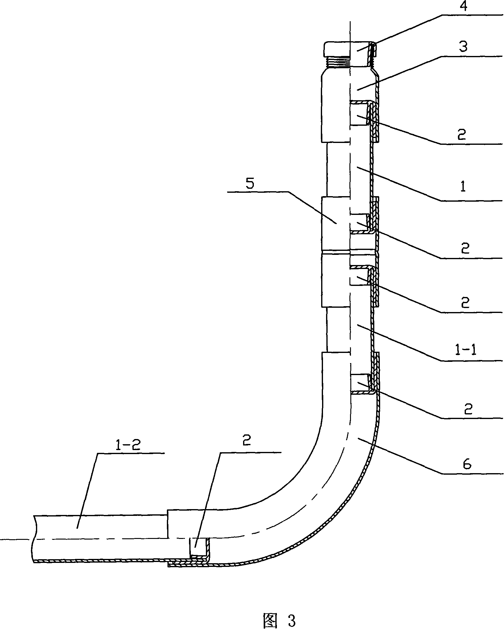 Steel thin wall penetration pipe and its fitting parts