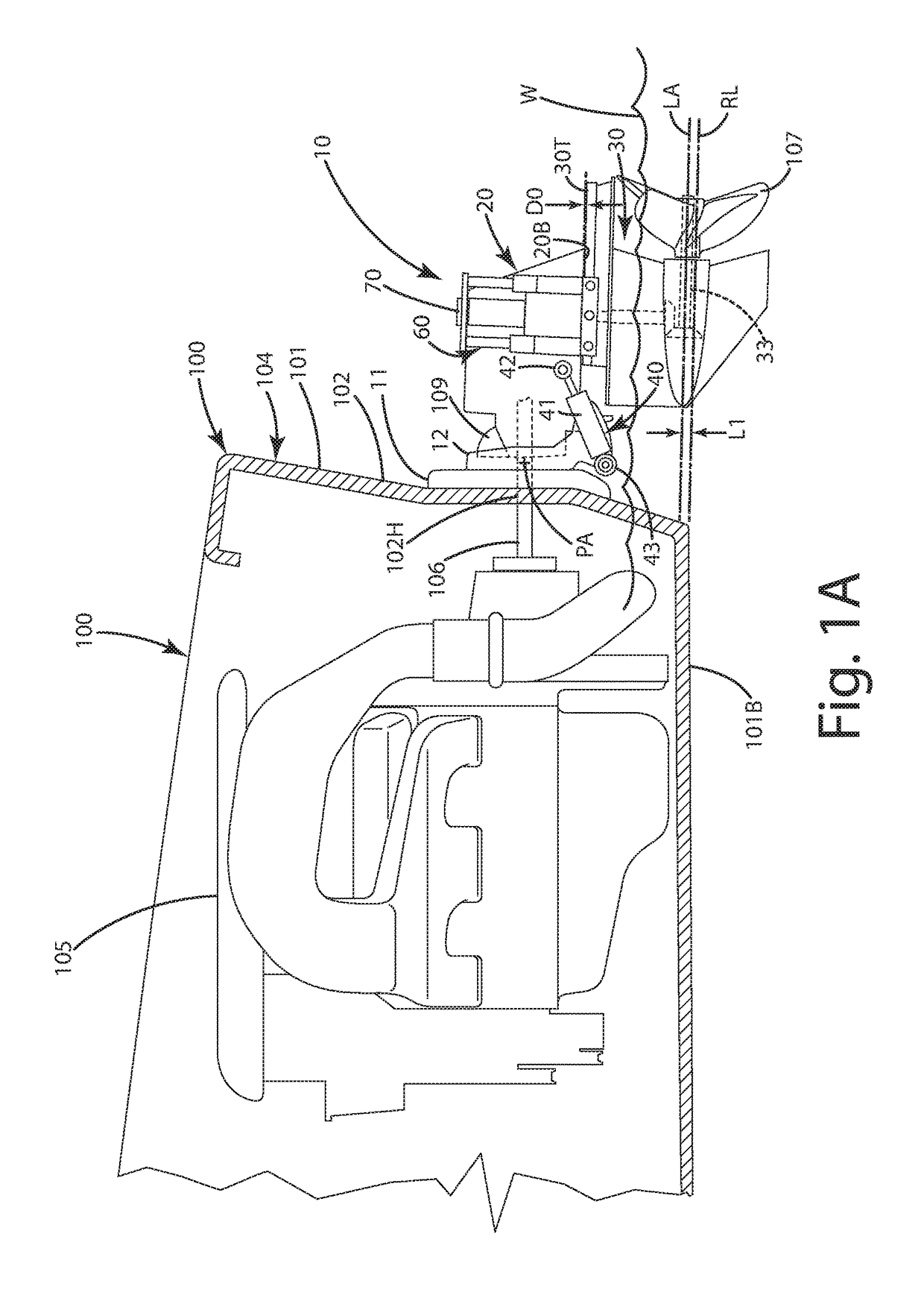 Watercraft adjustable shaft spacing apparatus and related method of operation