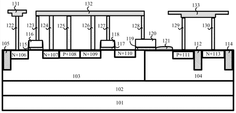 A ldmos‑scr device with source-side embedded interdigitated nmos