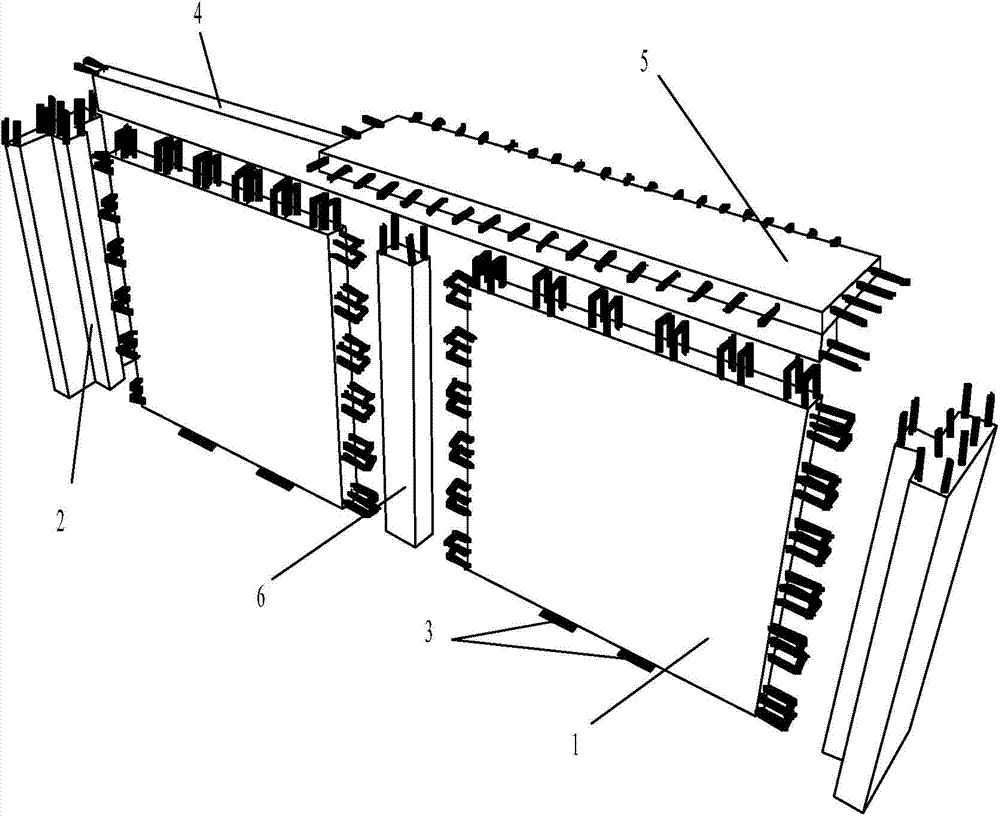 Rough surface connection based assembly steel fiber regeneration brick concrete wall and construction method thereof