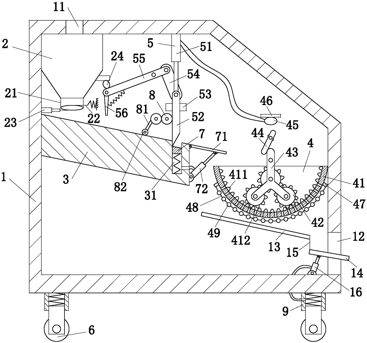 Straw crushing turnover device