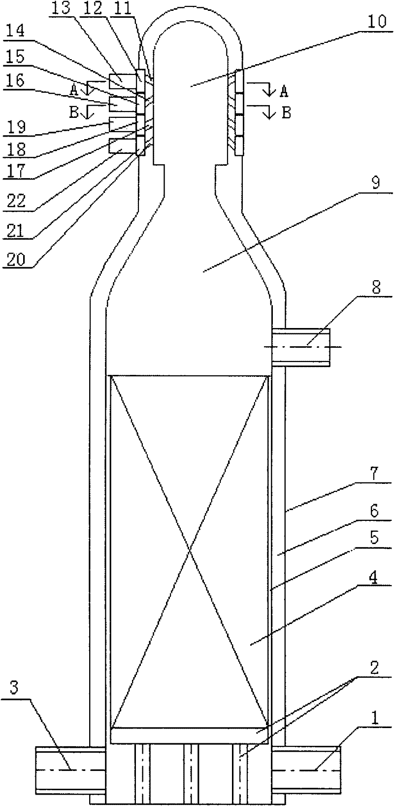 High-temperature low-oxygen top-combustion-type air heating furnace