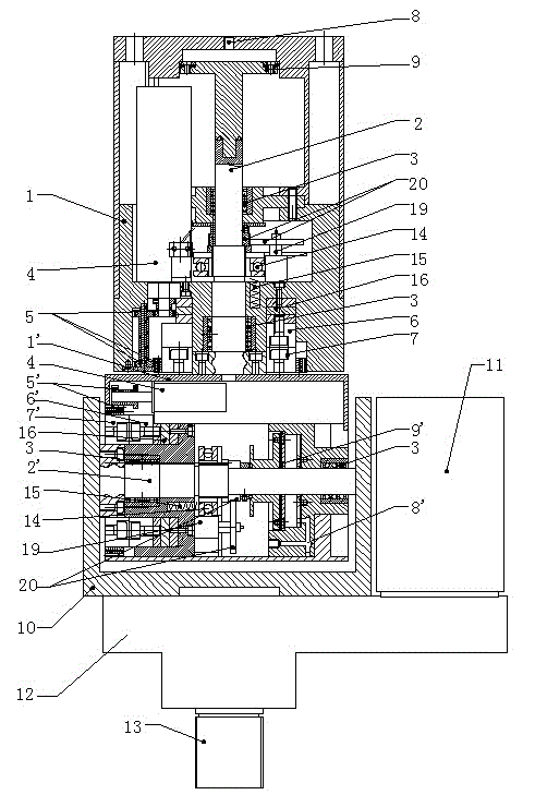 Numerical-control dual-rotation milling head for three-coordinate measuring machine