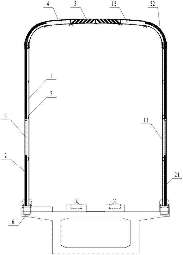 Closed tunnel structure sound barrier