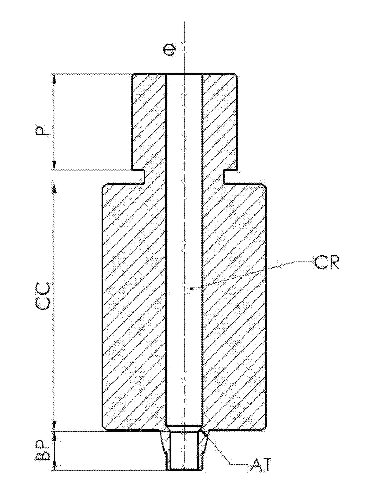 Block for producing individual root post flanges for dental implantology and method for producing a personalised root post flange for dental implantology