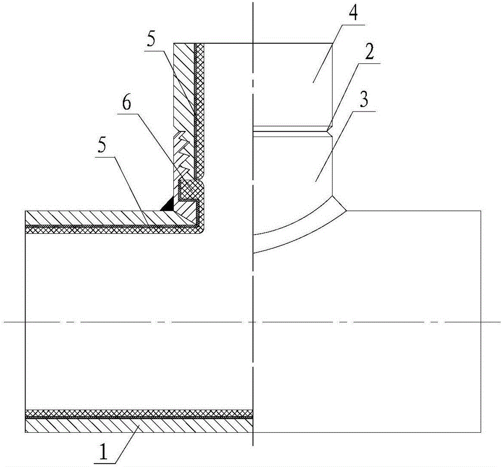 Method for fabricating plastic lining steel tee joint pipe fitting