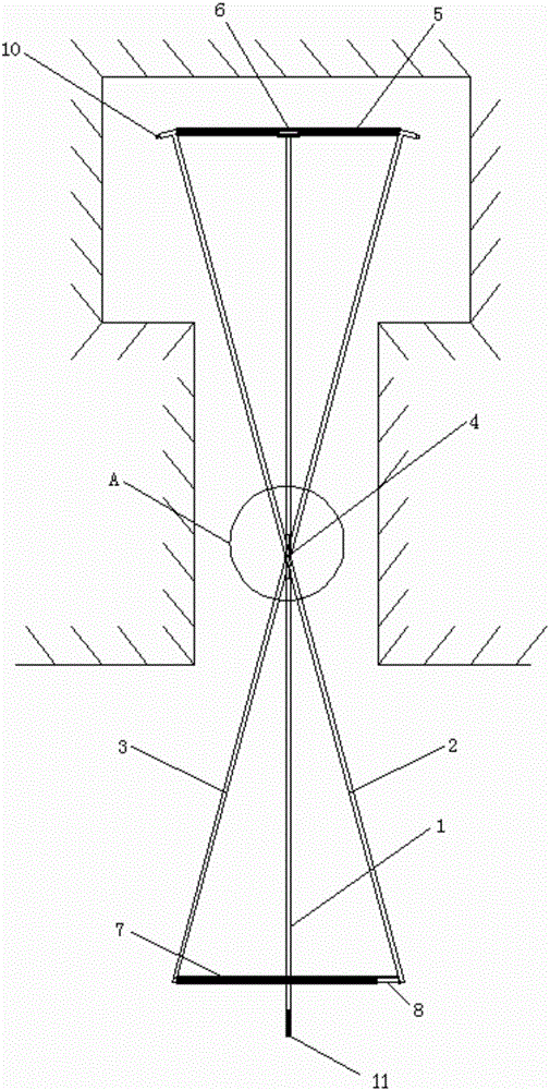 Scissorlike enlarged head anchor drill hole inner diameter measuring device