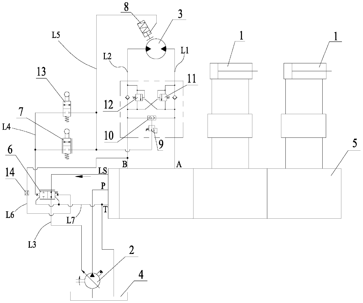 Hoist telescopic hydraulic control system and construction machinery