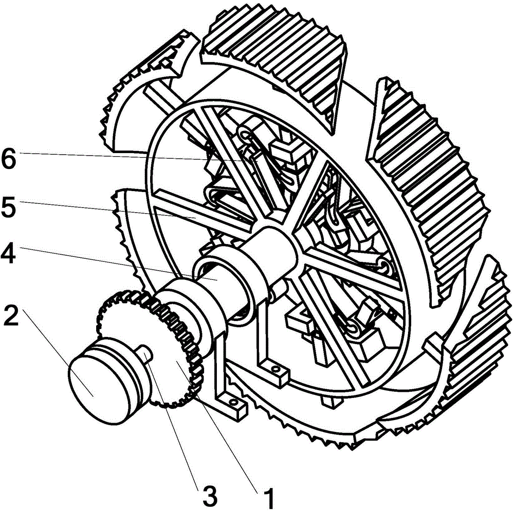 A radial repeating folding wheel mechanism