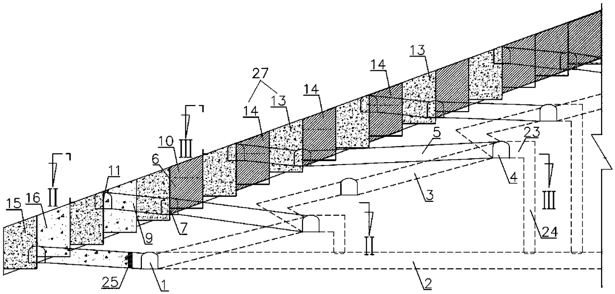 Double-layered and bidirectional horizontal stripping open-stope backfilling mining method