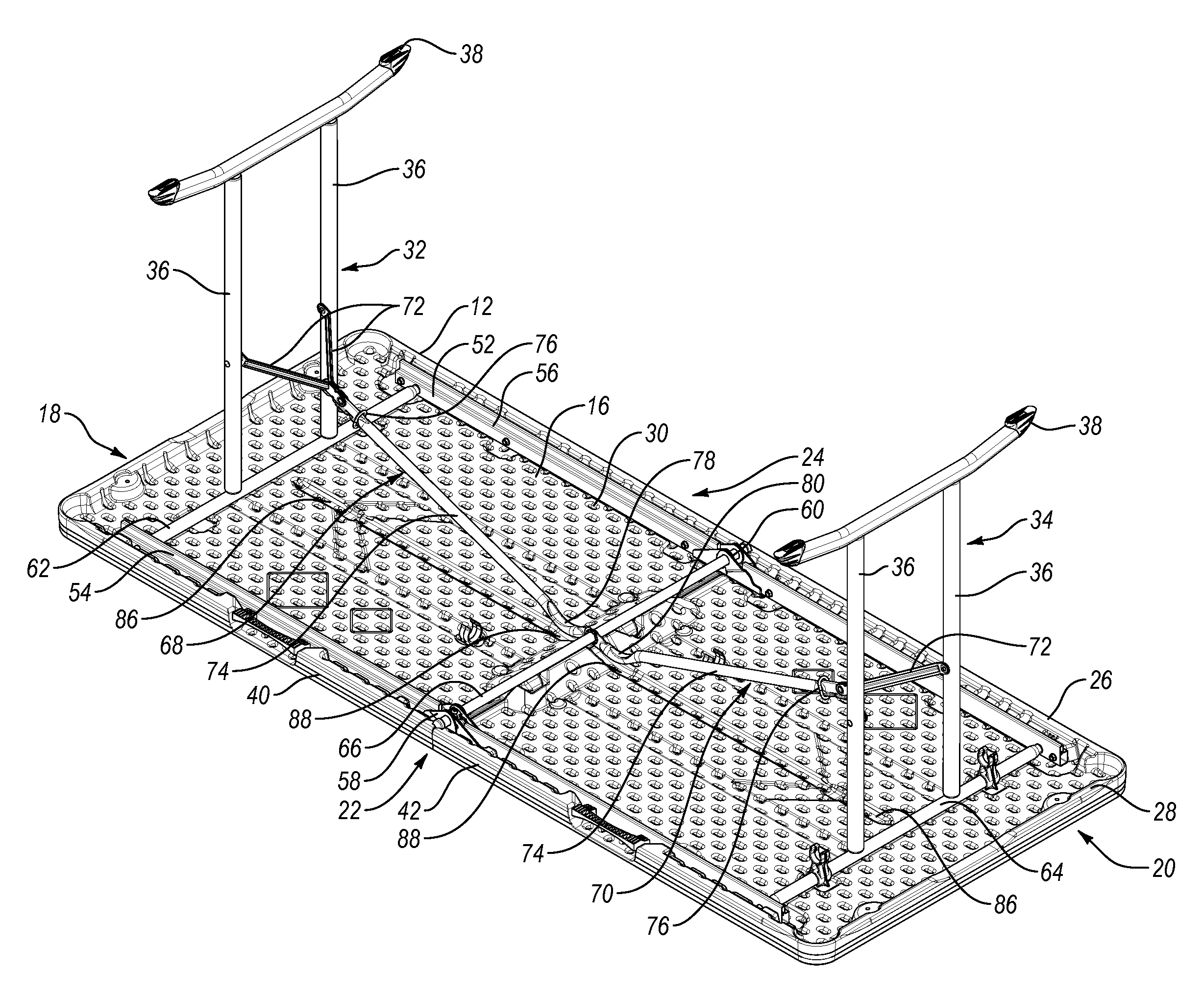 Folding table with locking mechanism