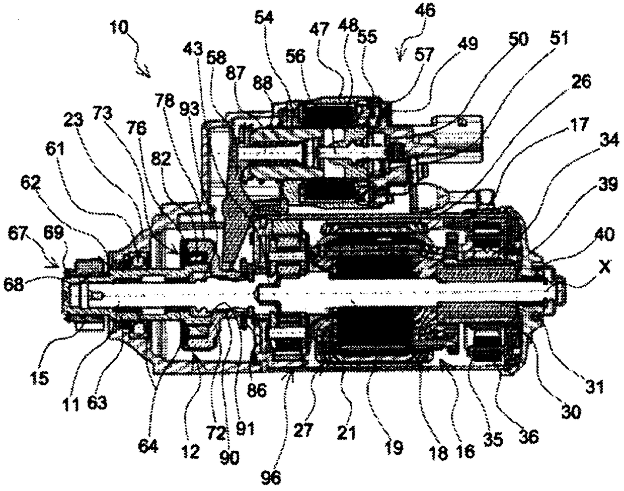 Motor vehicle heat engine starter with optimised-shape damping pads