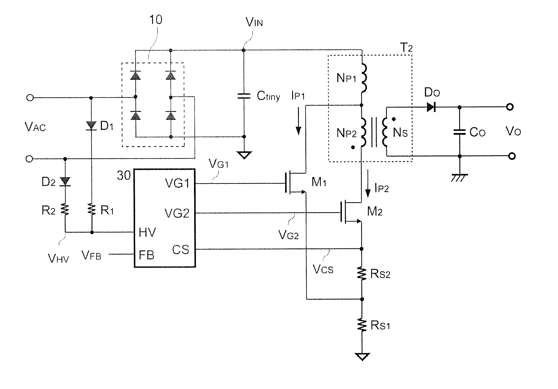 Two-switch flyback power converters