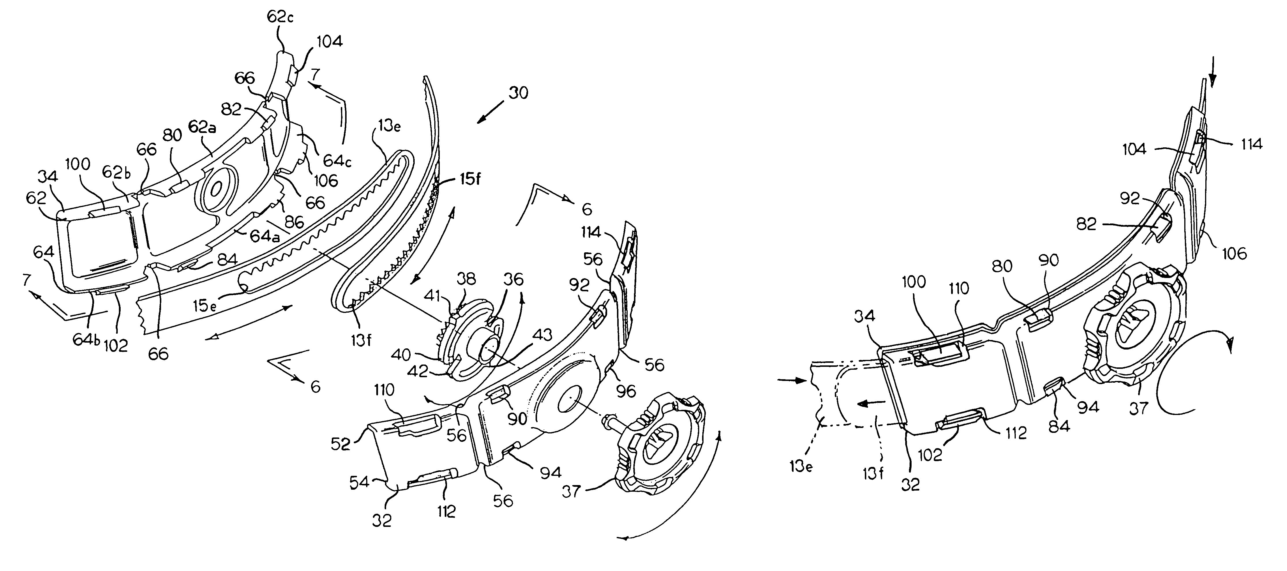 Flexible ratchet mechanism for the headband of protective headgear