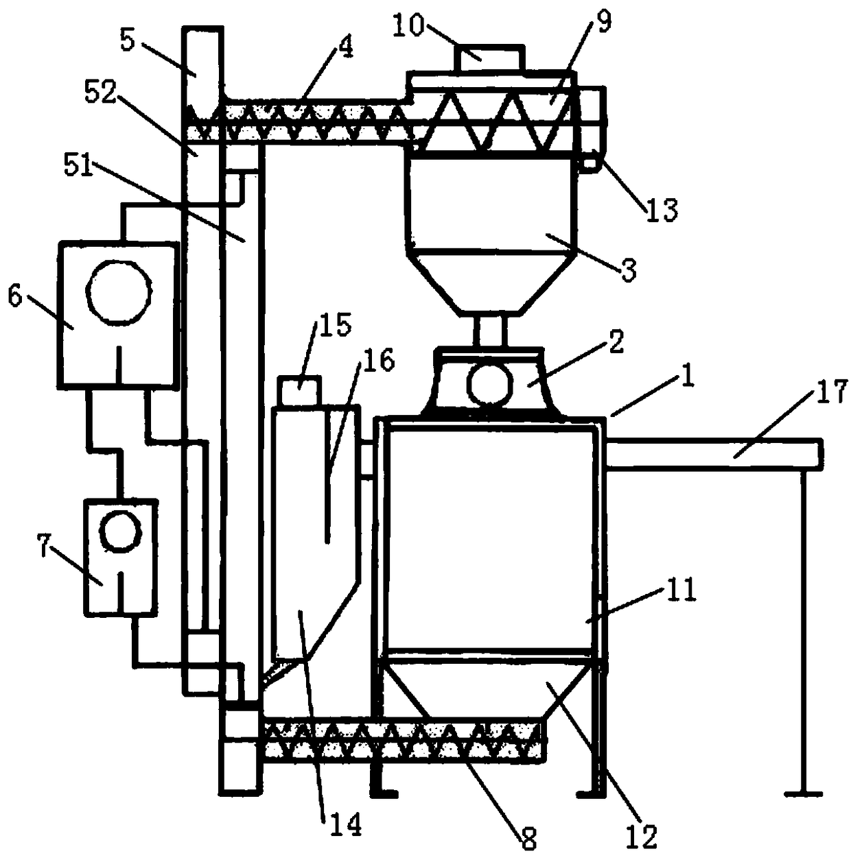 Bearing ring production line with efficient shot blasting device and working method thereof