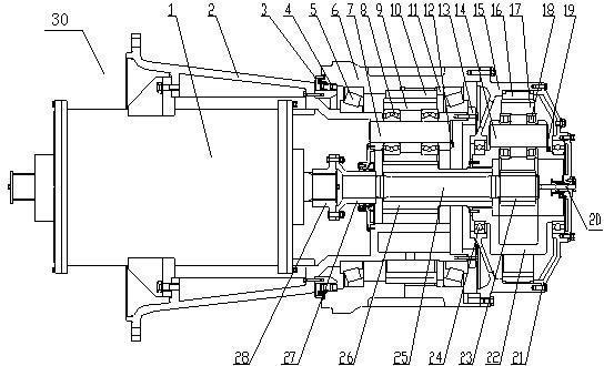 Hub reduction device for mining dump truck with electric wheels