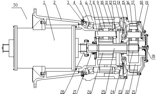 Hub reduction device for mining dump truck with electric wheels