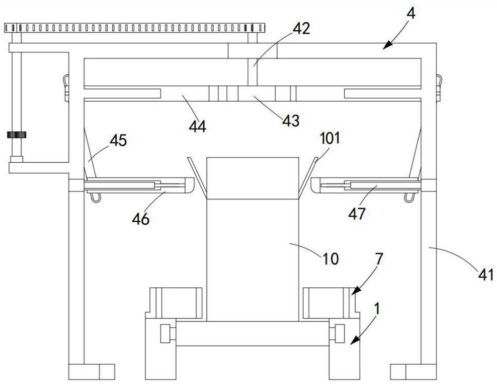 A lead-acid battery packaging box automatic reversing side packaging system