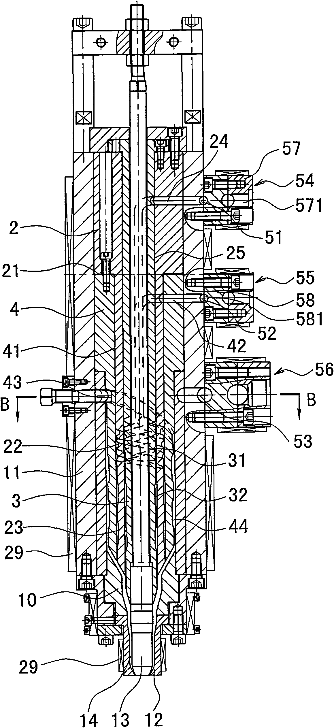 Multi-blank multi-layer co-extruding blow moulding machine