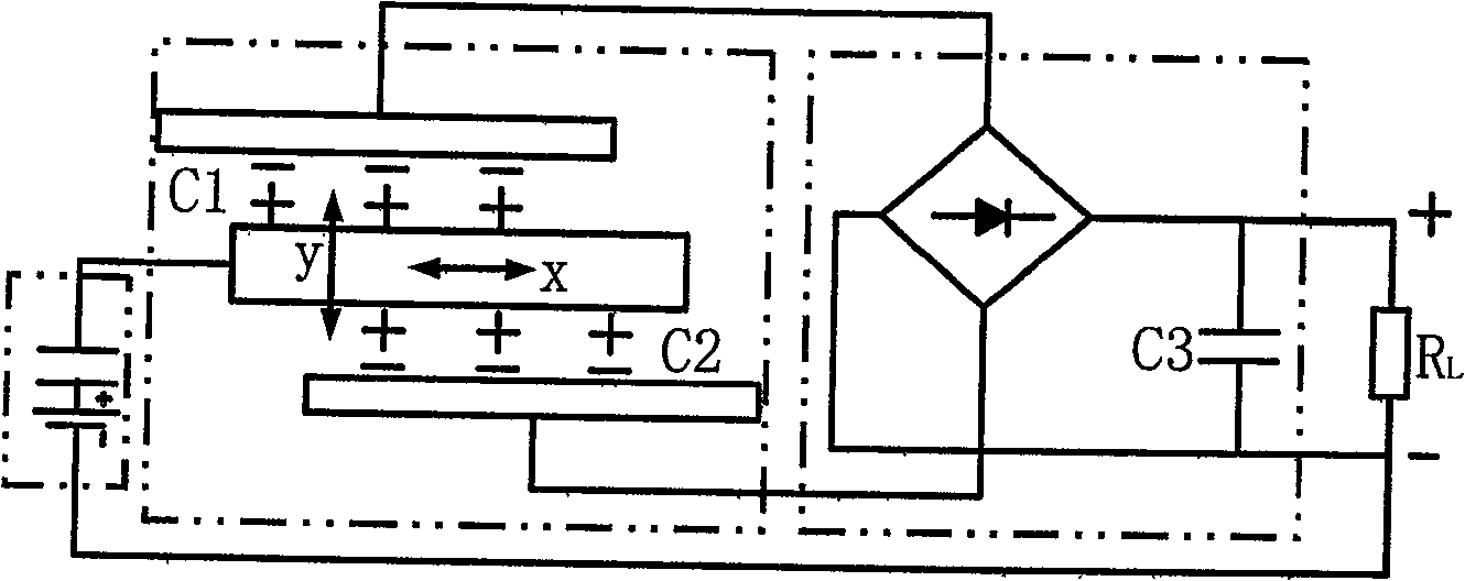 Vibration static micro generator based on liquid medium and its array