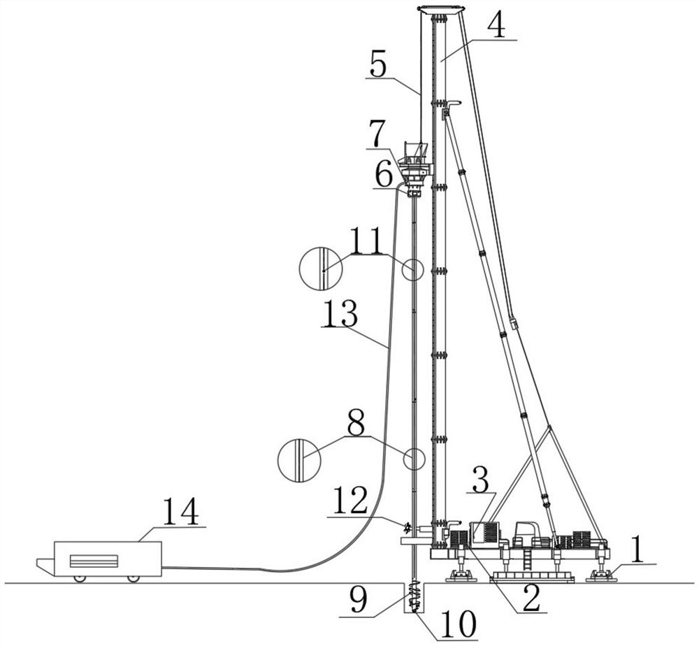 Dry-method rotary extruding and expanding pile forming device and construction method