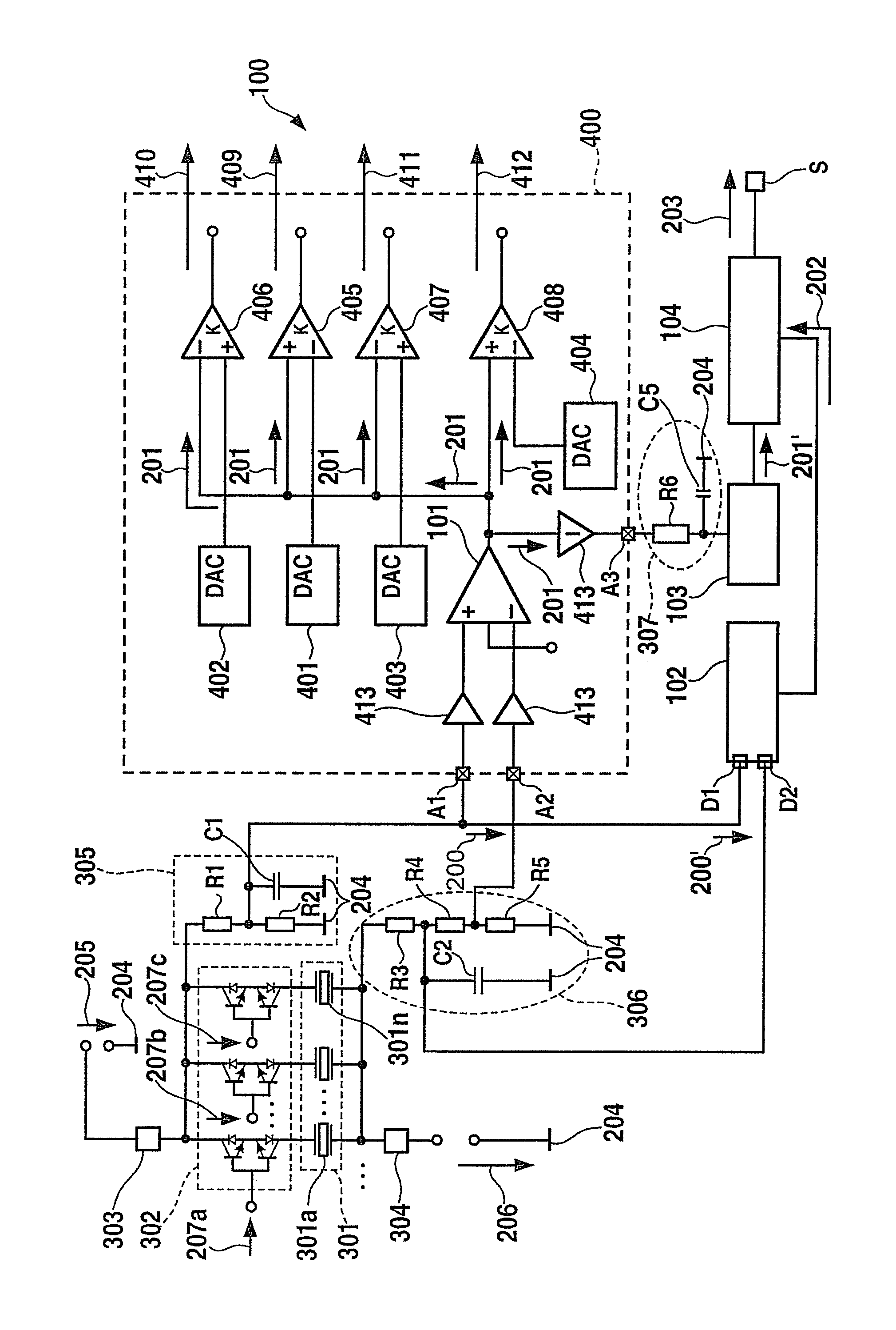 Method for detecting an electric potential-difference at a piezoelectric actuator unit, and a circuit system for implementing the method