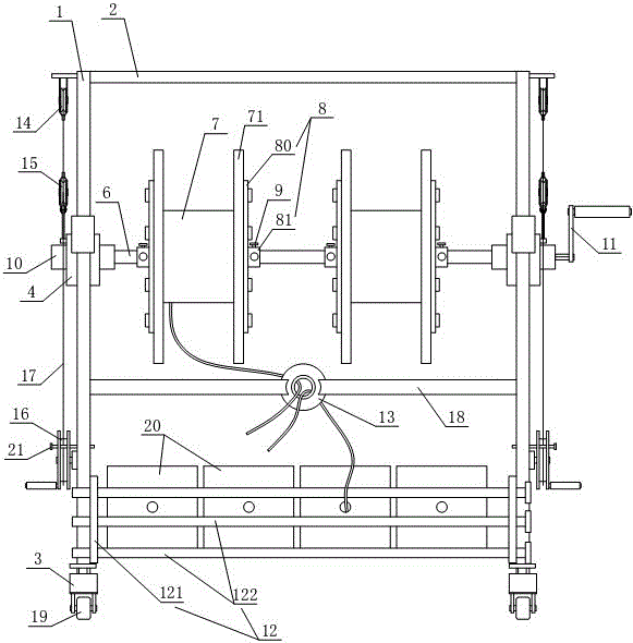 Cable laying and displacing frame