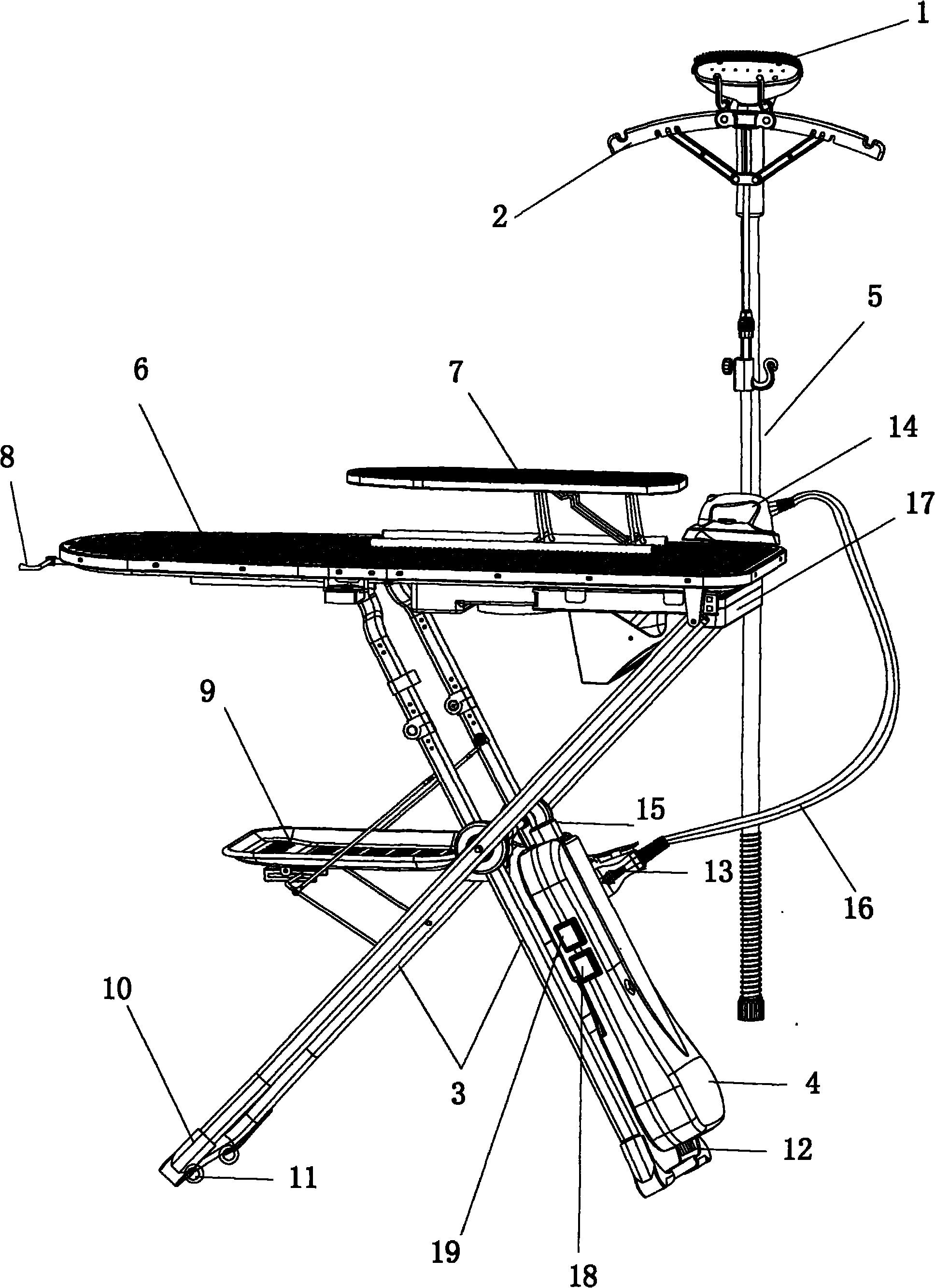 Steam ironing device assembly