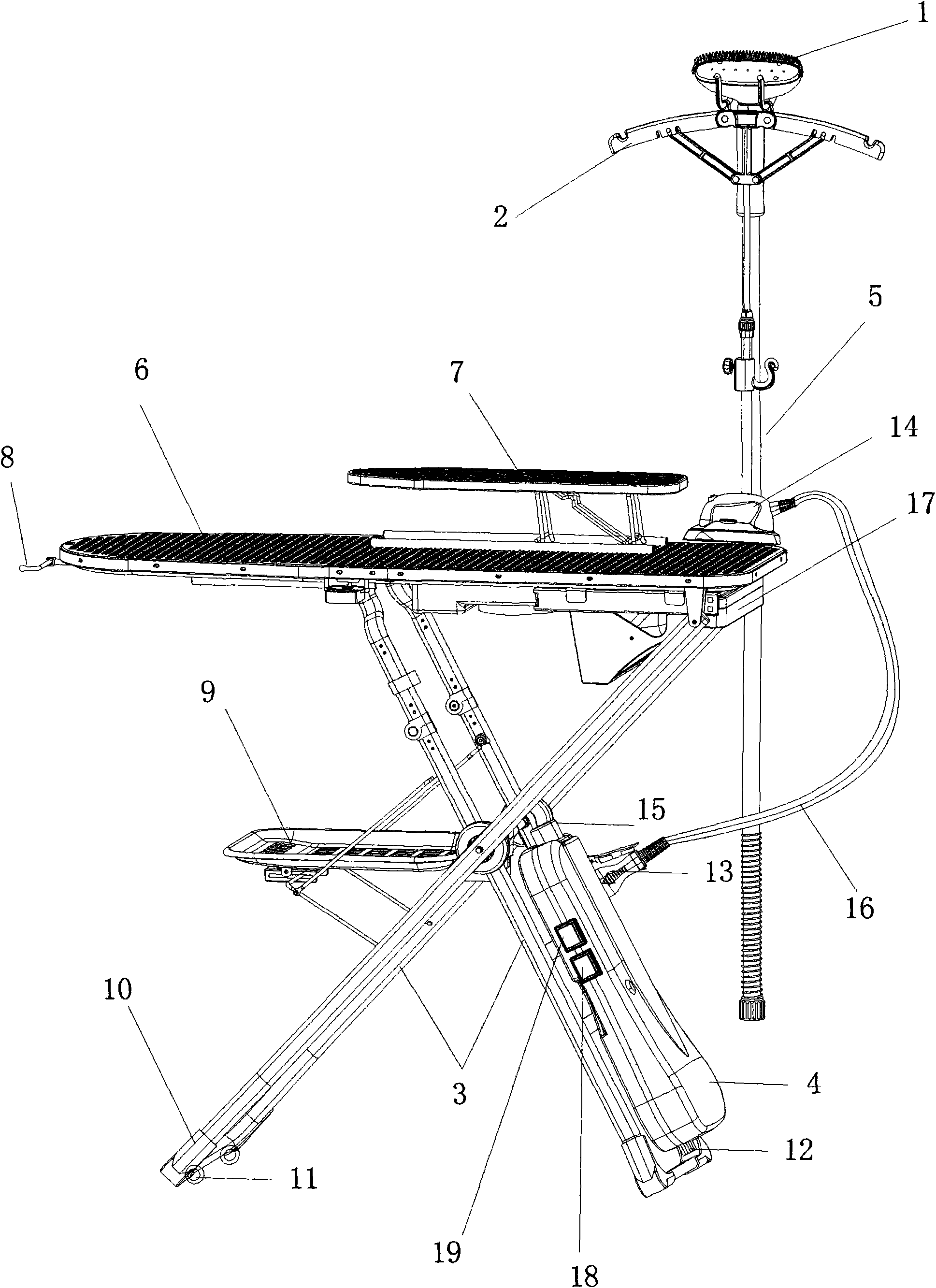 Steam ironing device assembly