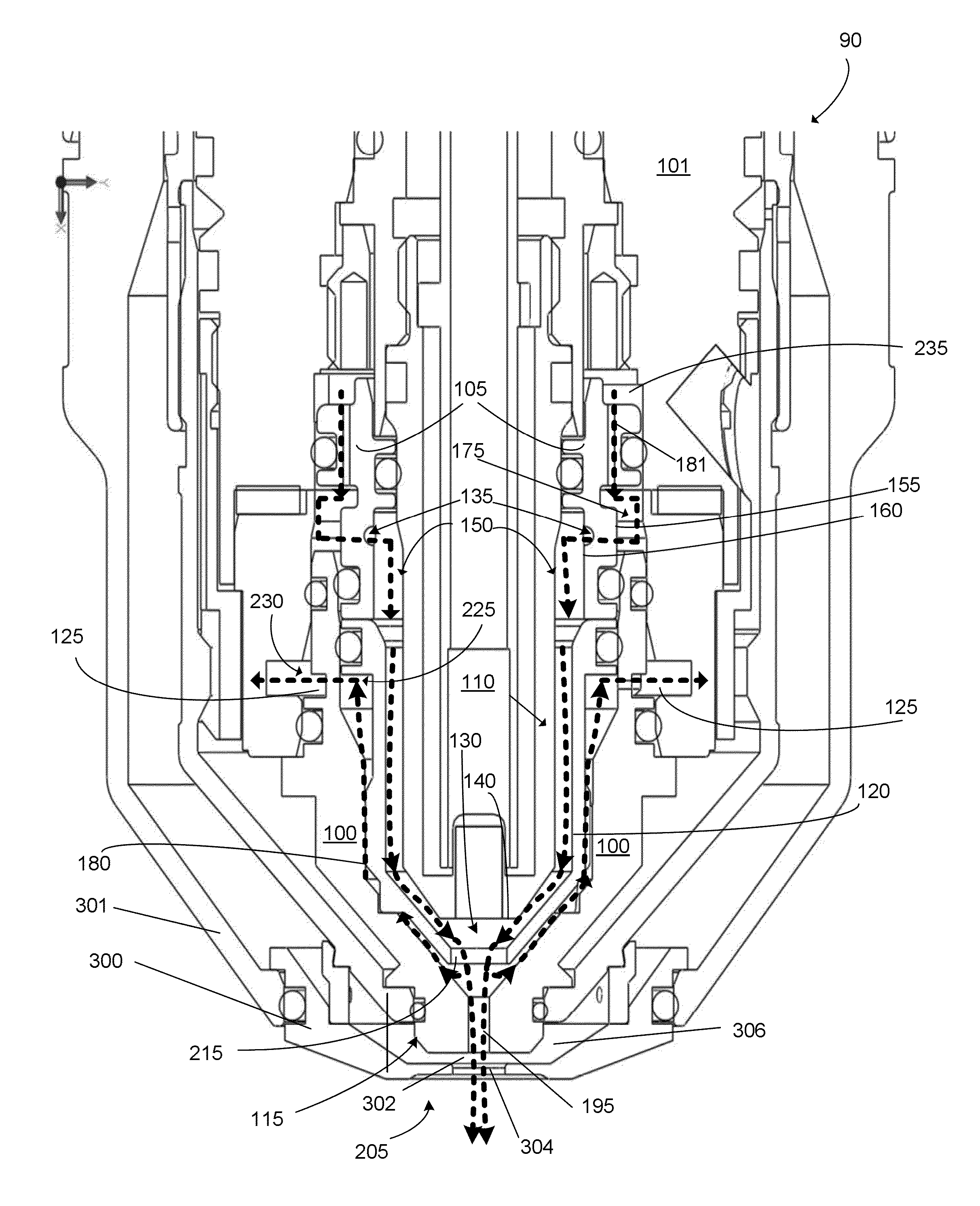 Water Injection and Venting of a Plasma Arc Torch