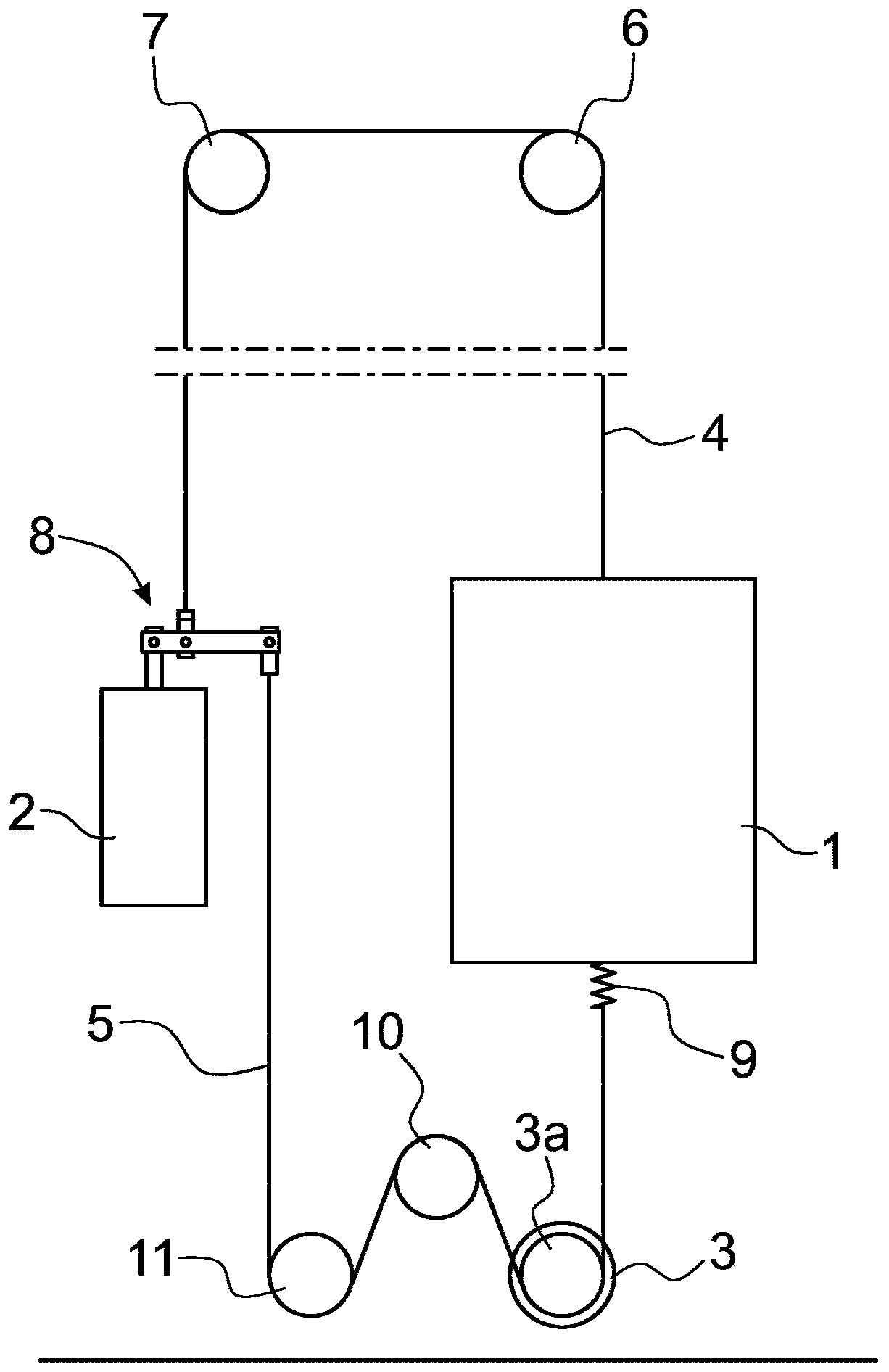 Device for adjusting the tension of elevator traction members