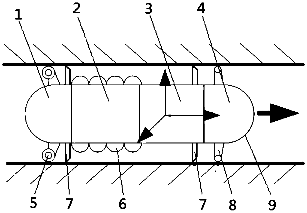 A positioning device and positioning method in a pipeline based on pipeline segment length and pipeline connector detection