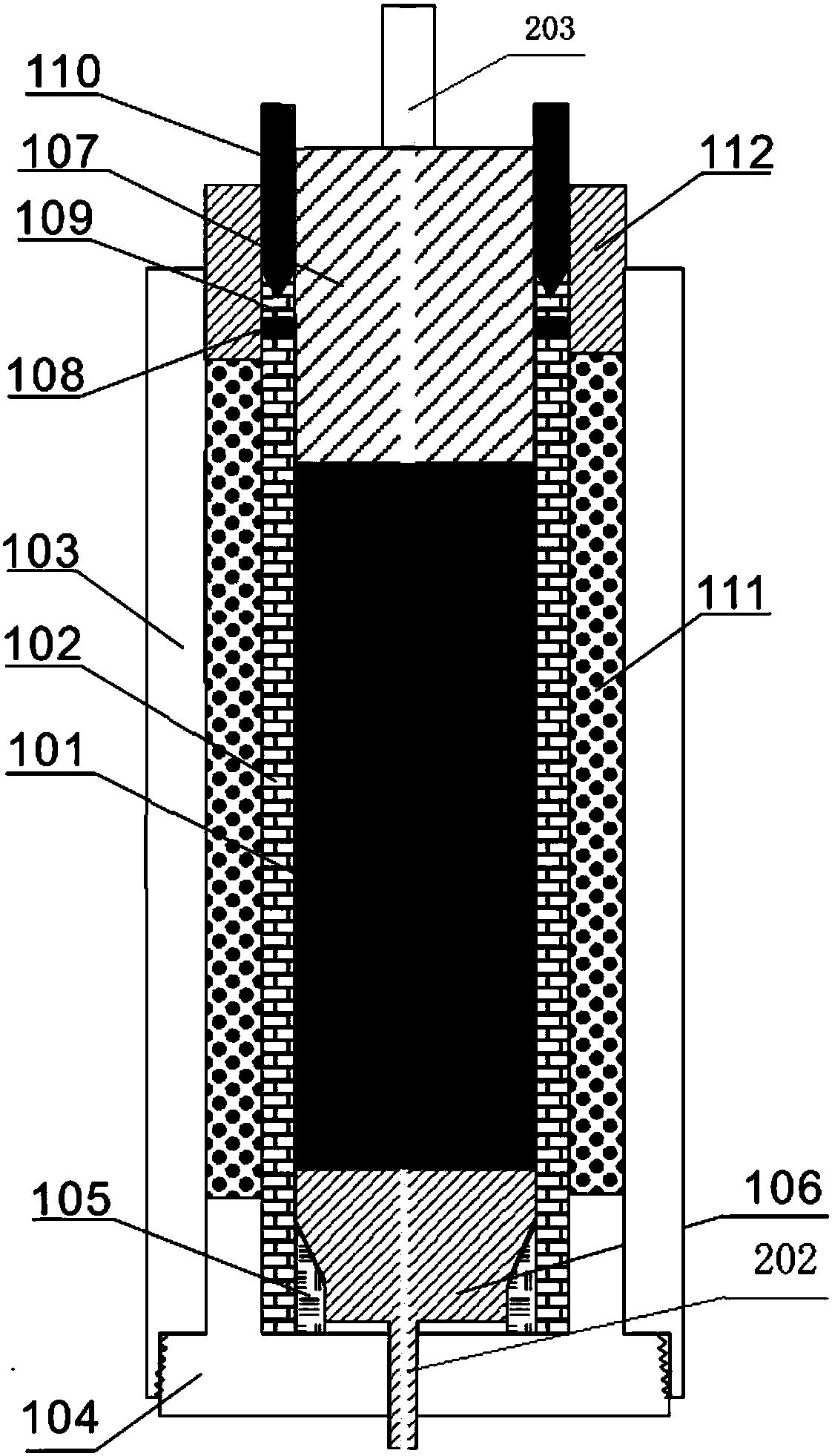 Experimental device and method for simulating fracture development in high-temperature pyrolysis process of source rock