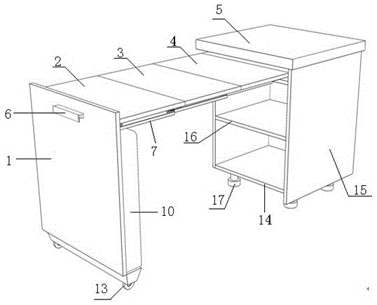 A hidden kitchen cabinet dining table