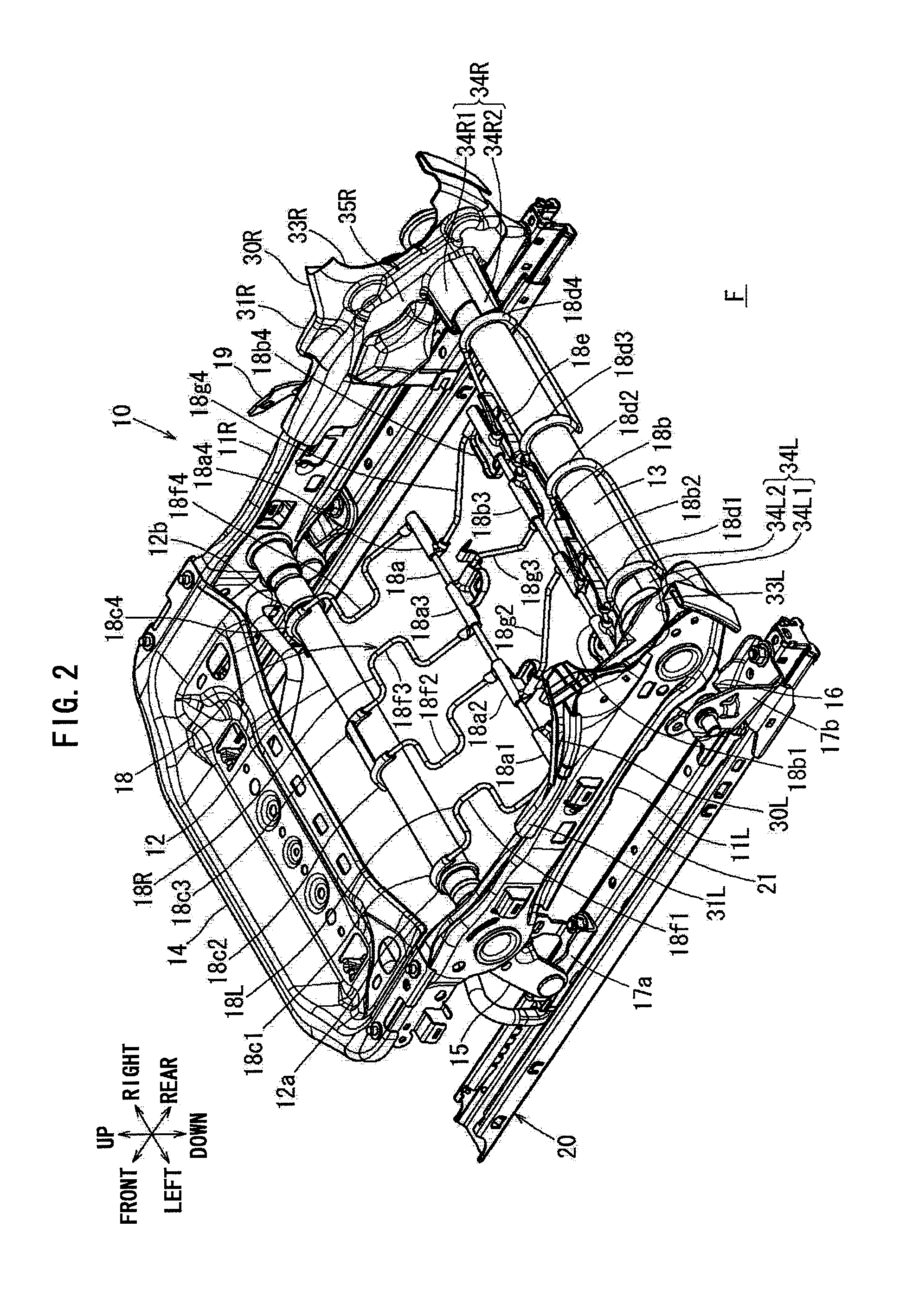 Spring member mounting structure of seat frame for vehicle