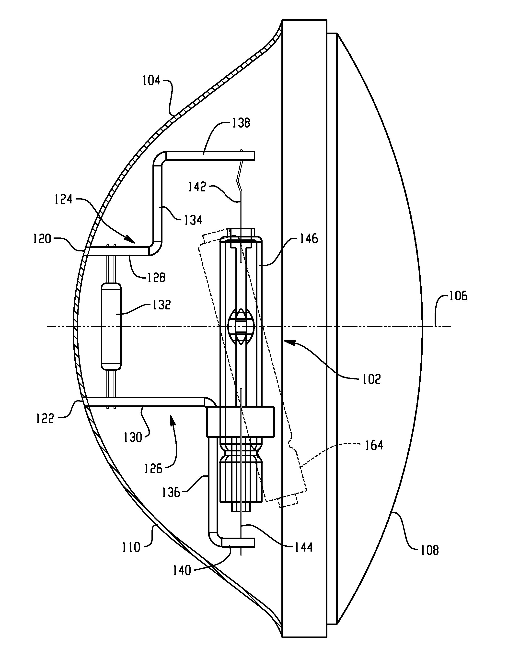 Par lamp with short arc hid bulb and cut-out in aluminum to prevent arcing