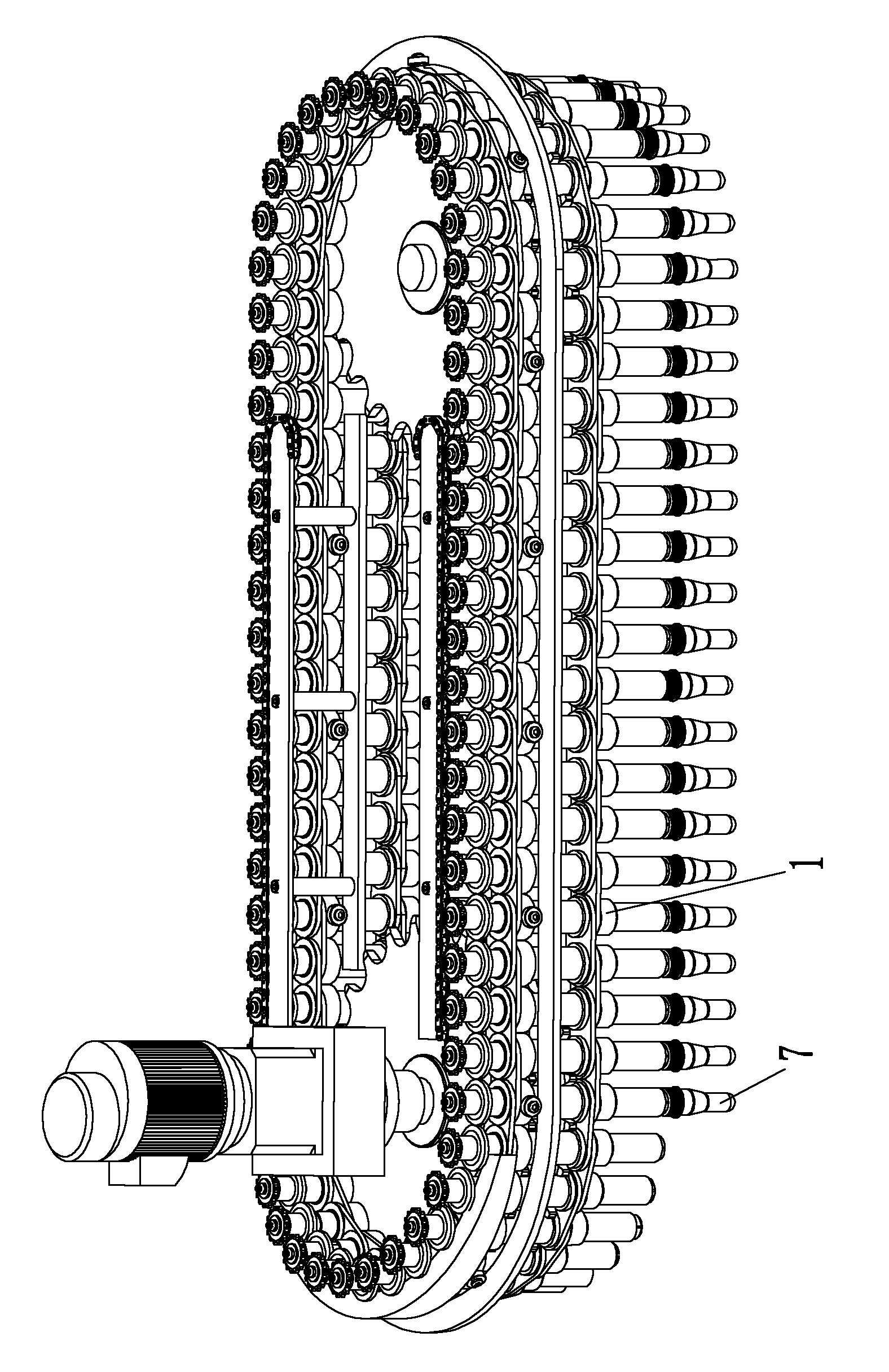 Bottle blank conveying chain of bottle blowing machine