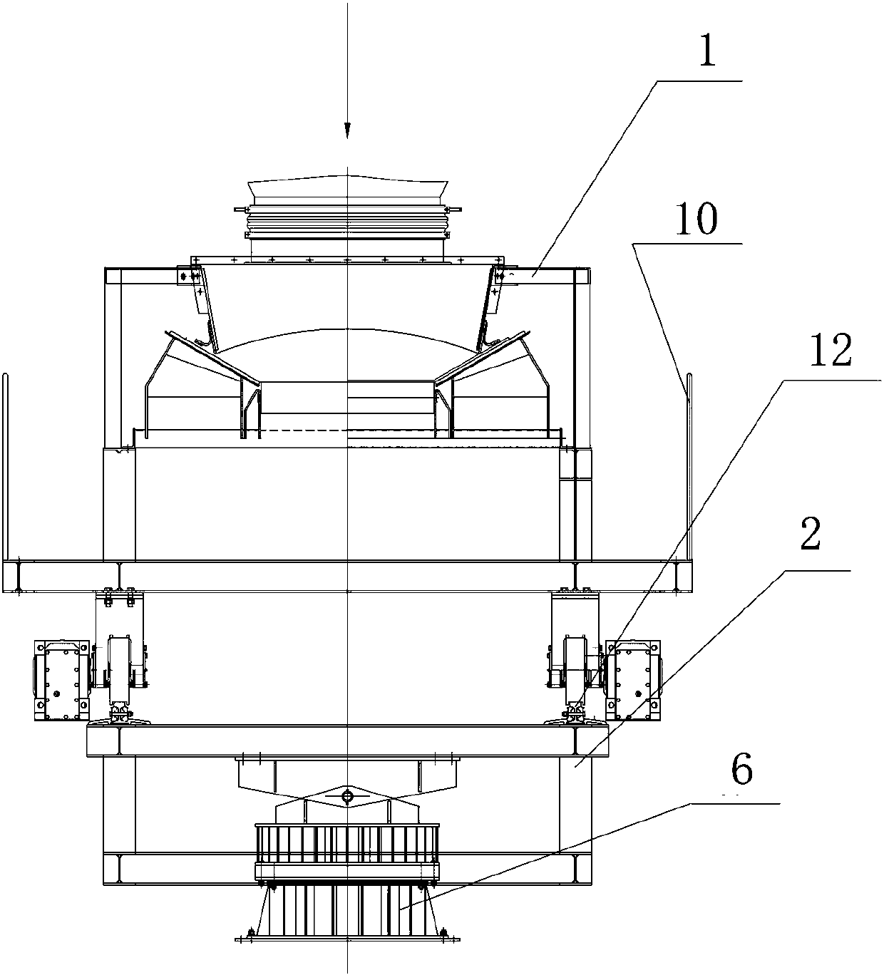 Rotary moving material distributing machine