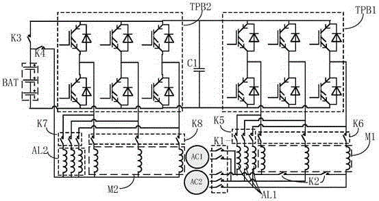 Vehicle-mounted type charging-power-adaptive charging-discharging circuit of electric vehicle