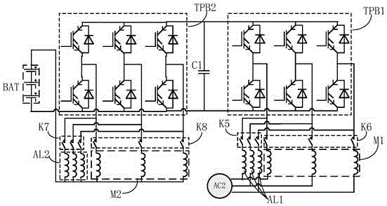 Vehicle-mounted type charging-power-adaptive charging-discharging circuit of electric vehicle