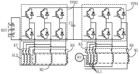 Vehicle-mounted type charging-power-adaptive charging-discharging circuit of electric vehicle