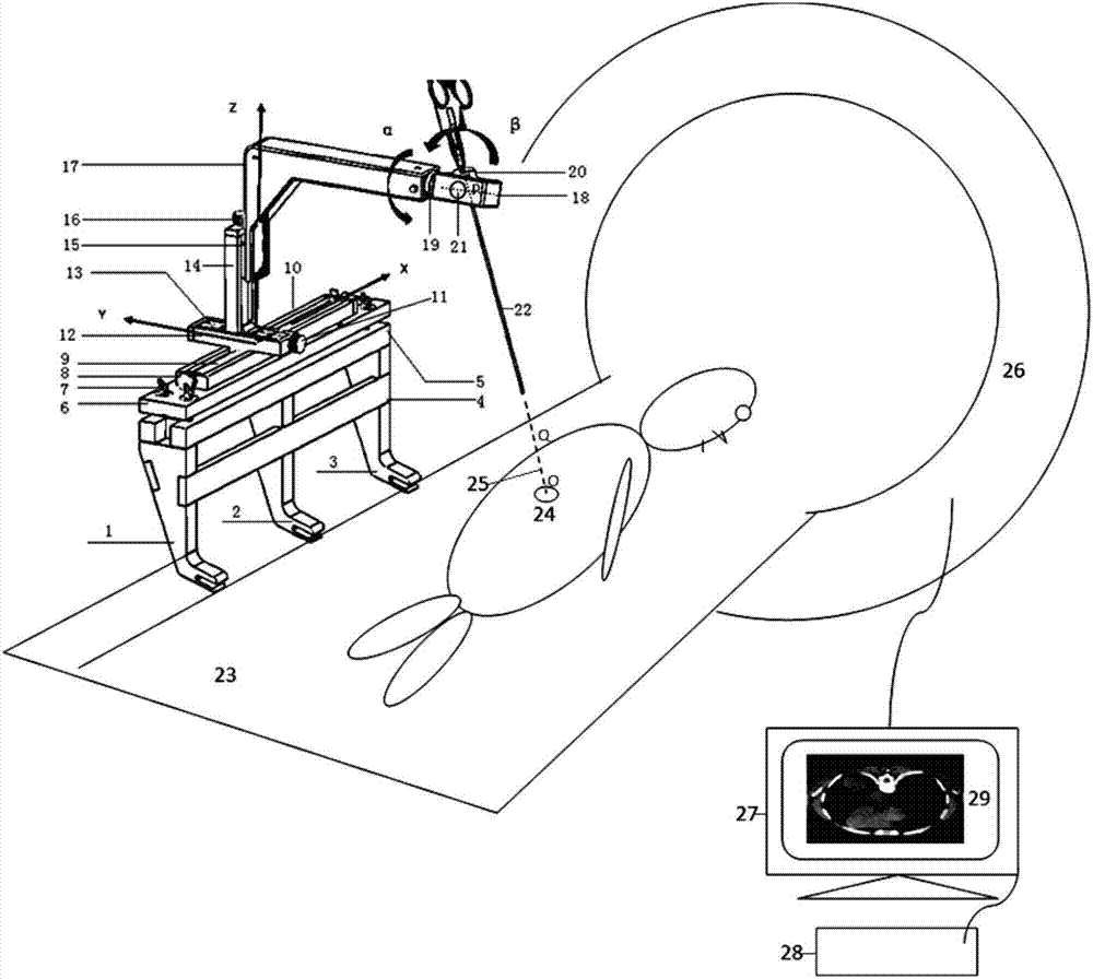 CT guided percutaneous lung puncture space auxiliary positioning device