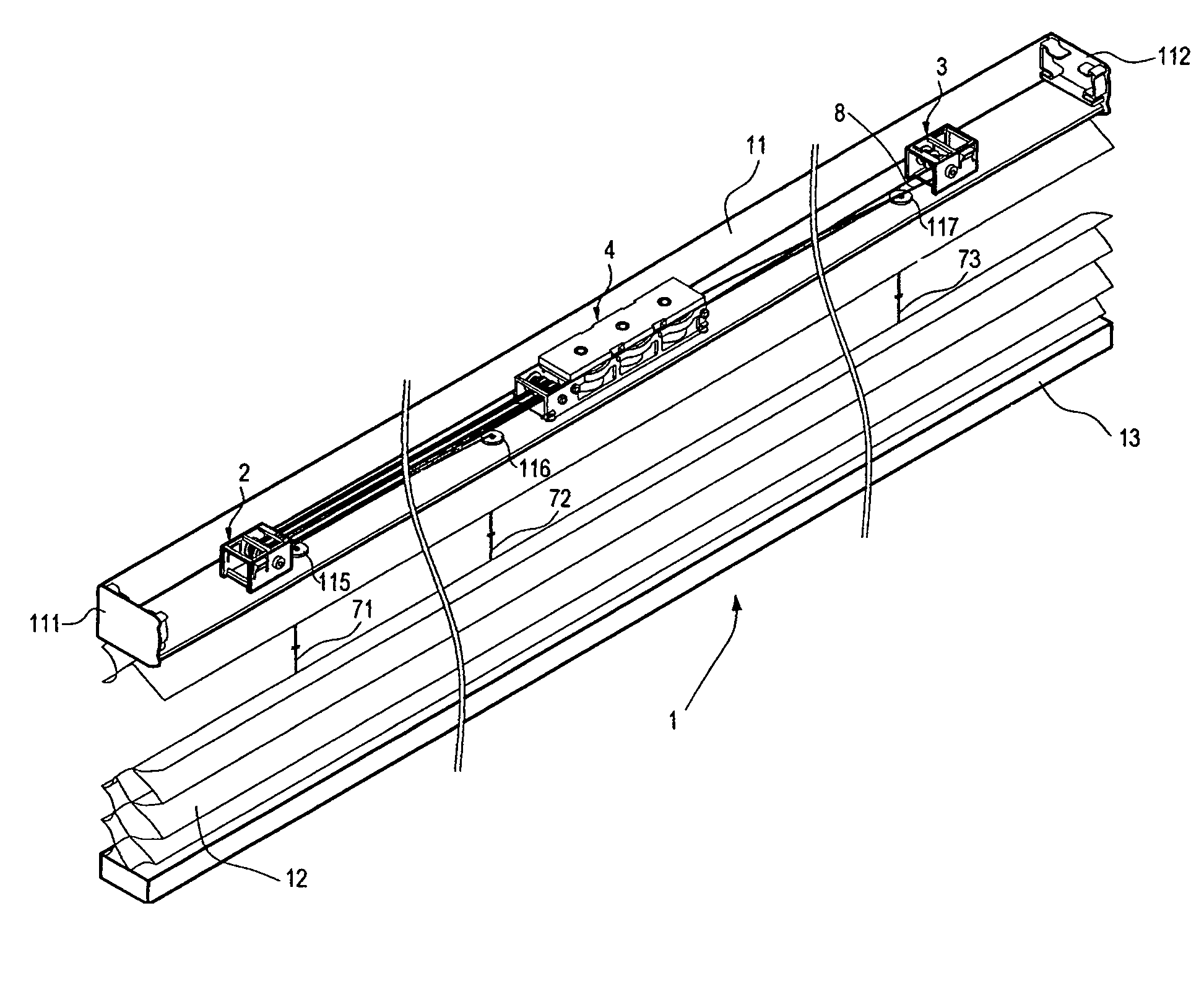 Cordless window blind structure