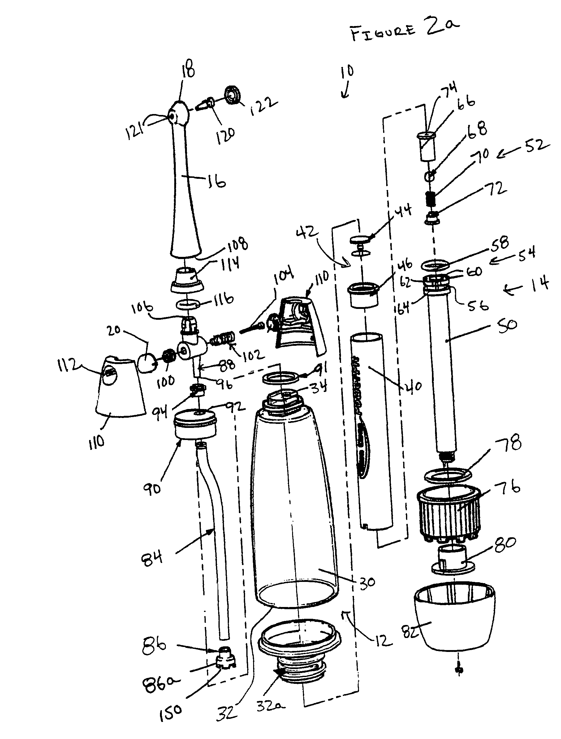 Self-contained oral cleaning device