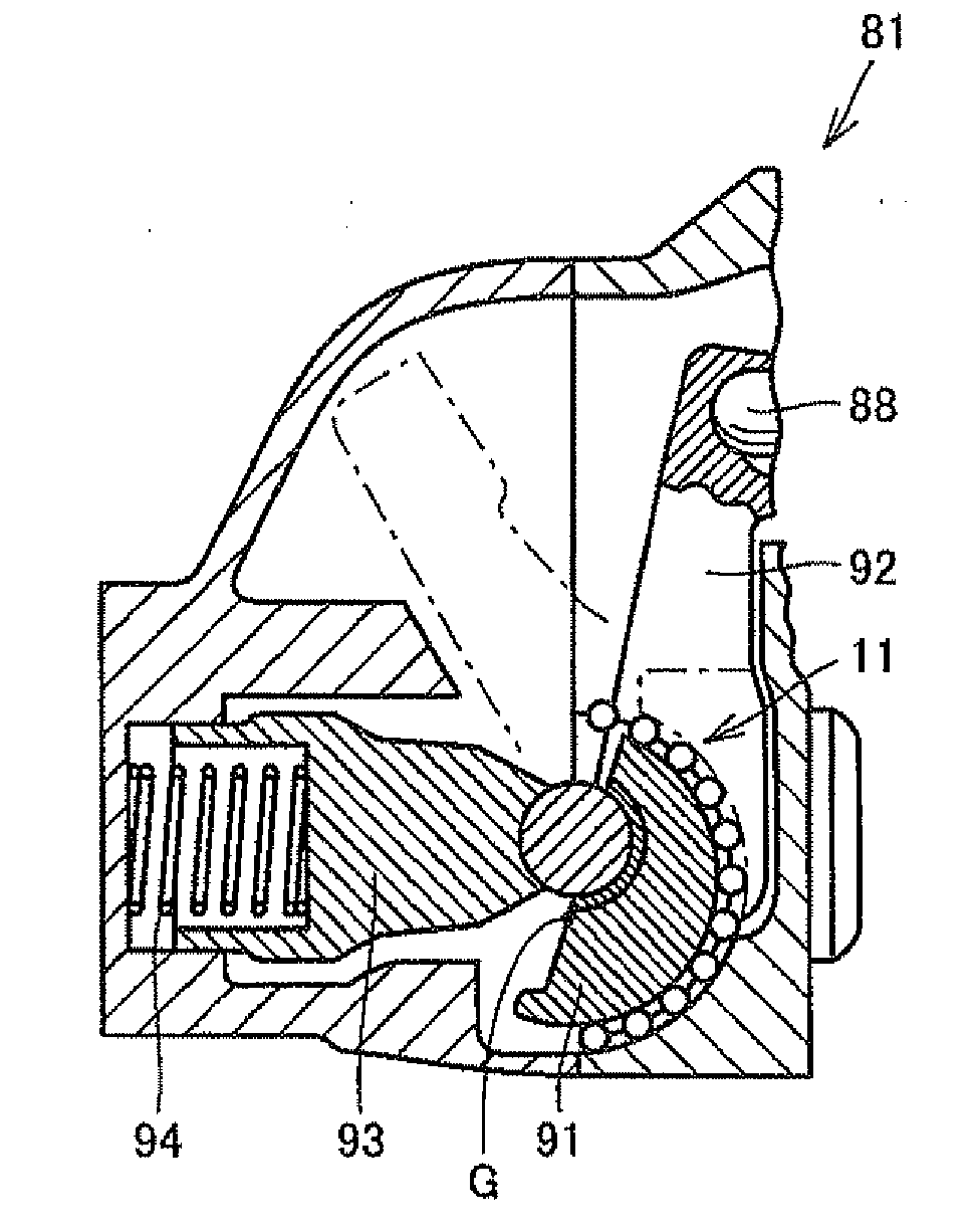 Rocking bearing outer ring, rocking bearing, air disc brake device, and fitting structure of rocking bearing outer ring