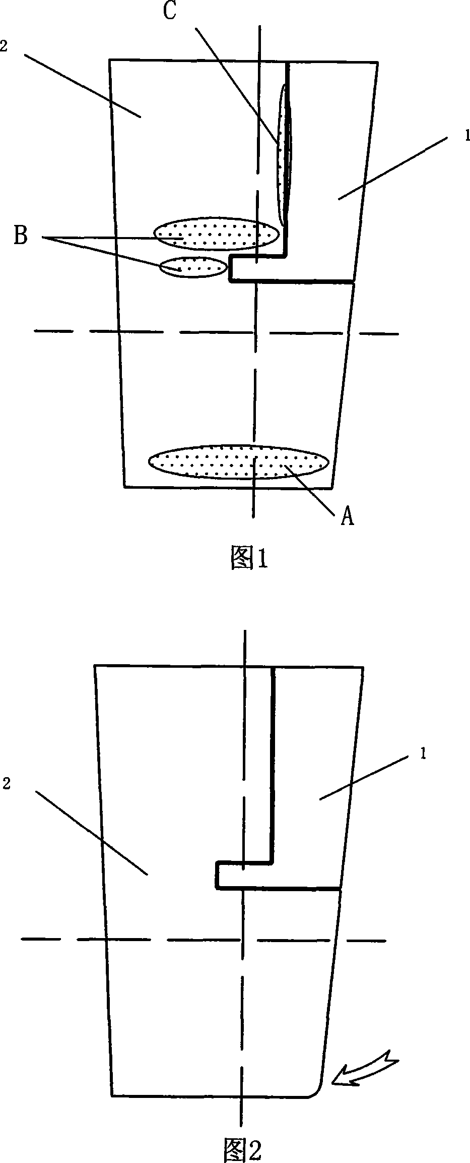 Method for reducing vessels stern semi-balance suspension rudder blade surface cavitation