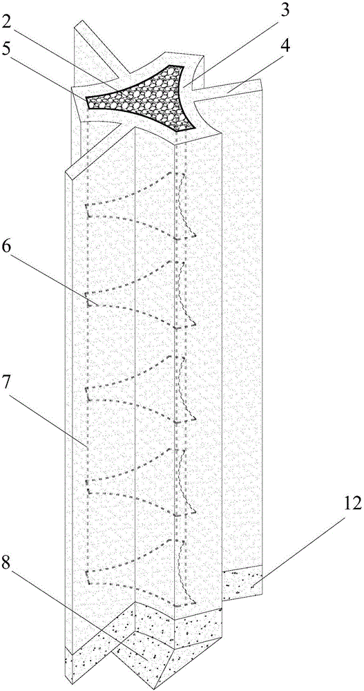 A kind of construction method of vibrating immersed tube dry material pouring special-shaped cloth bag pile