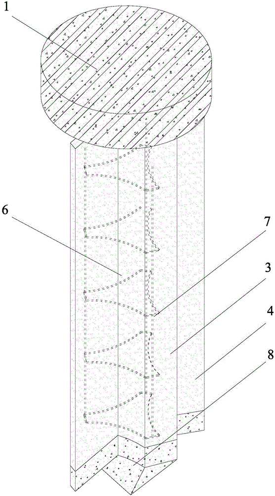 A kind of construction method of vibrating immersed tube dry material pouring special-shaped cloth bag pile